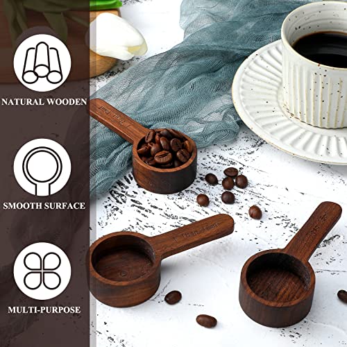 Skyley 4 Pcs Coffee Wooden Scoop for Canisters Jars 15ml 1 Tablespoon Small Coffee Scoop for Ground Caf Walnut Wood Measuring Spoons Home Kitchen Accessories for Beans, Tea, Sugar, Bath Salt - Image 4