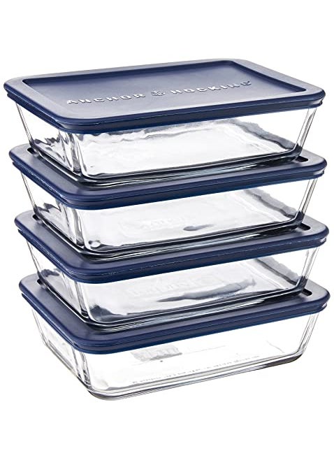 Anchor Hocking Anchor Hocking 6Cup Rectangular Food Storage Containers with Blue Plastic Lids Pack of 4 
