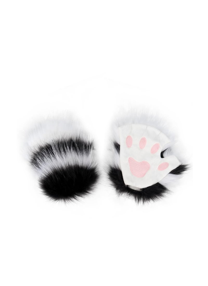 Excefore - Faux Fur Cat Ears and Wolf Fox Tail Set, Cosplay Costume Faux Fur Hair Clip Headdress Anime Cosplay Party - Image 1