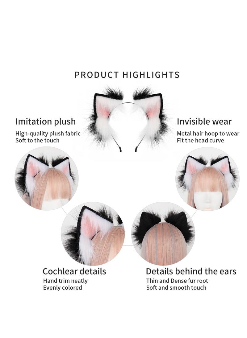 Excefore - Faux Fur Cat Ears and Wolf Fox Tail Set, Cosplay Costume Faux Fur Hair Clip Headdress Anime Cosplay Party - Image 1