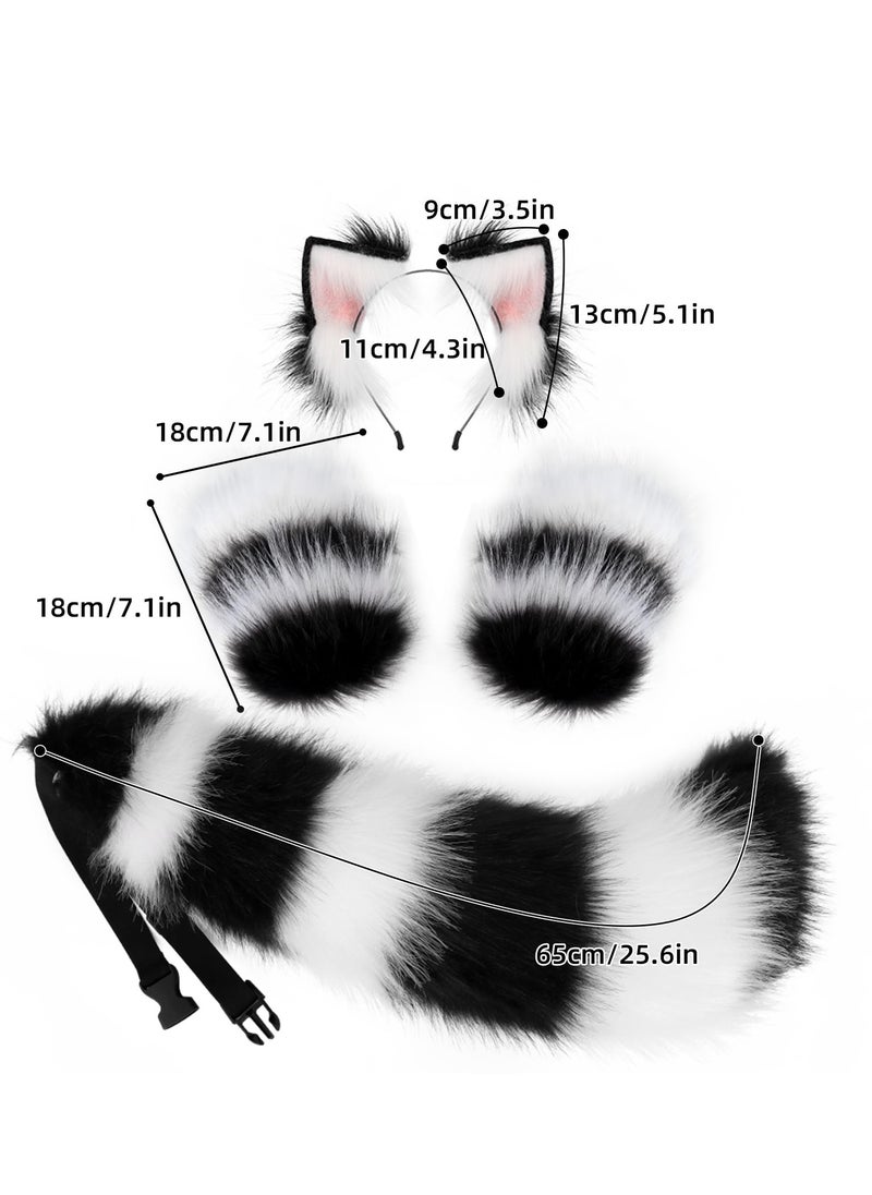 Excefore - Faux Fur Cat Ears and Wolf Fox Tail Set, Cosplay Costume Faux Fur Hair Clip Headdress Anime Cosplay Party - Image 1