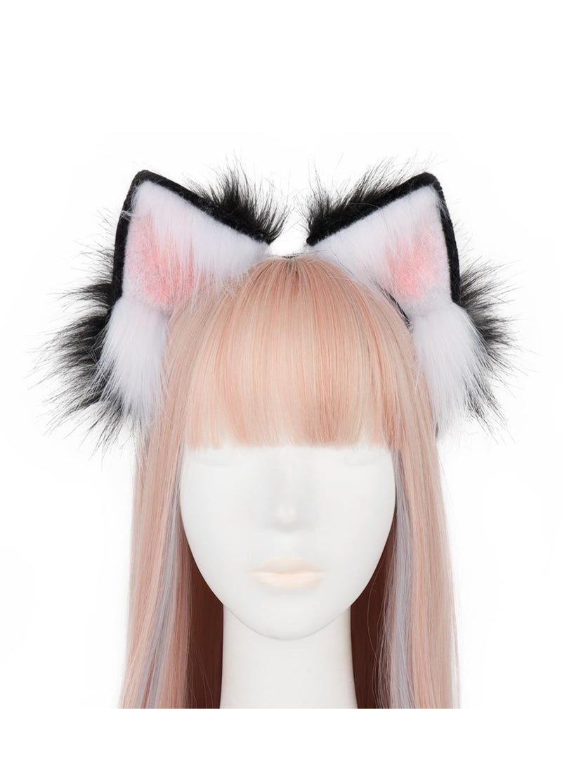 Excefore - Faux Fur Cat Ears and Wolf Fox Tail Set, Cosplay Costume Faux Fur Hair Clip Headdress Anime Cosplay Party - Image 1