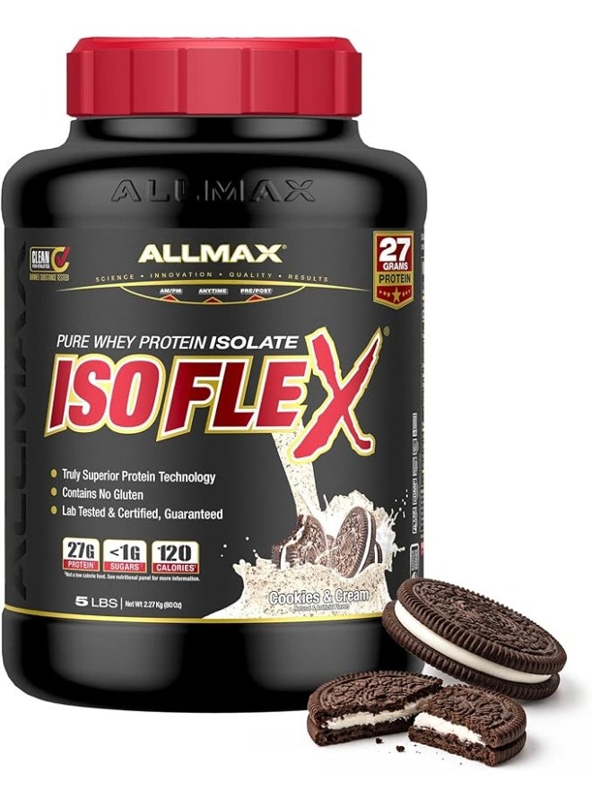Allmax Isoflex Cookies & Cream 2.3kg Pure Whey Protein Isolate Cookies & Cream 2.27kg – 75 Servings Premium Whey Isolate Protein - Image 1