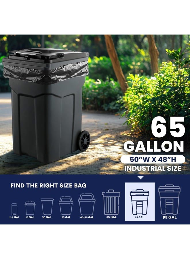 Plasticplace 65 Gallon Trash Bags │ 2.7 Mil │ Black Heavy Duty Garbage Can Liners │ 50” x 48” (25 Count) (W65LDB225A) - Image 4