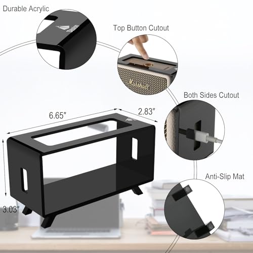 TXEsign Acrylic Desktop Stand Holder Compatible with Marshall Emberton/Emberton II/Emberton III Speaker, Table Holder Display Shelf Speaker Desktop Stand Shelf (Black) - Image 2