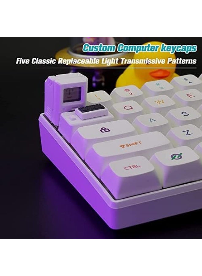 Custom Keycaps for Esc Key and Tab Key, Magnetic Light Transmission Keycaps, Classic Retro Mechanical Backlit Keyboard Esc Tab Keycap for GK61 GK64 SK87 GH60 PC Gamer ect Most Keyboard (White) - Image 5