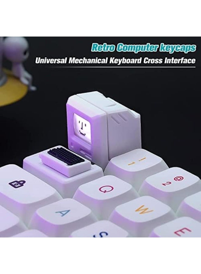 Custom Keycaps for Esc Key and Tab Key, Magnetic Light Transmission Keycaps, Classic Retro Mechanical Backlit Keyboard Esc Tab Keycap for GK61 GK64 SK87 GH60 PC Gamer ect Most Keyboard (White) - Image 2