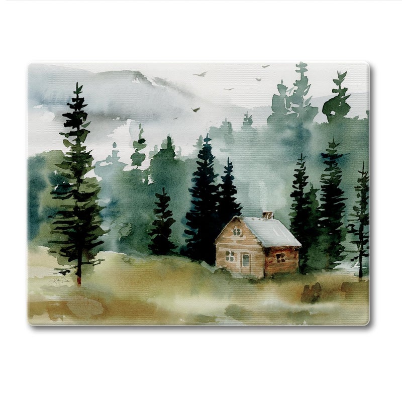 CounterArt Cabin in the Woods 3mm Tempered Glass Cutting Board 10 x 8 Manufactured in the USA Bar Board Cheese Board - Image 2