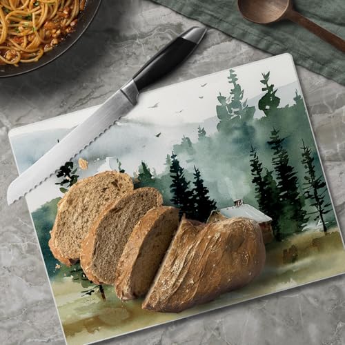 CounterArt Cabin in the Woods 3mm Tempered Glass Cutting Board 10 x 8 Manufactured in the USA Bar Board Cheese Board - Image 3