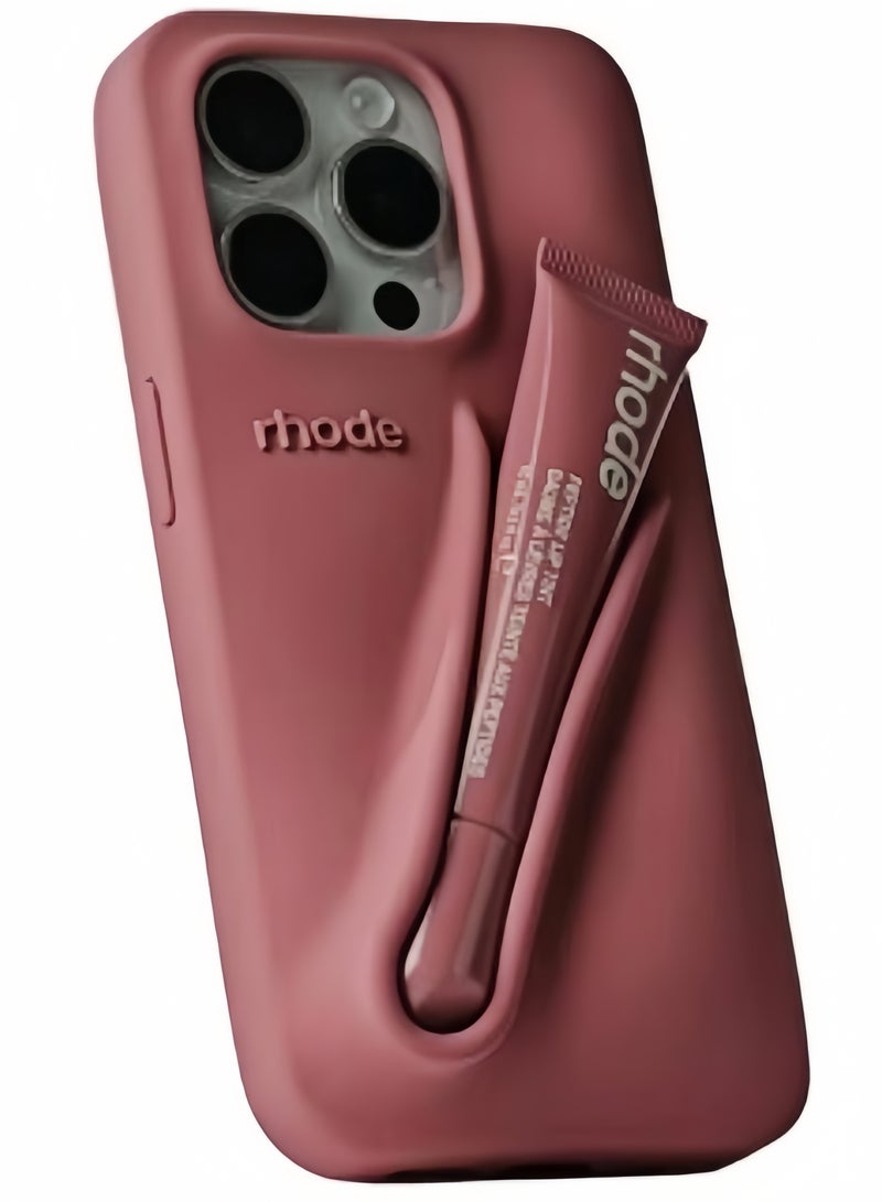 rhode Silicone Lip Holder for Cell Phone, Lip Gloss Adhesive Sleeve for Phone, Lip Holder Stick-on Phone Case, Back Stick On Holder for iPhone Phones（SALTY TAN) - Image 1