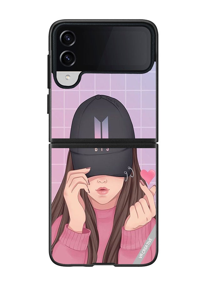 VR CREATIVE Protective Case Cover For Samsung Galaxy Z Flip4 Bts Cap Girl Design Multicolour - Image 1