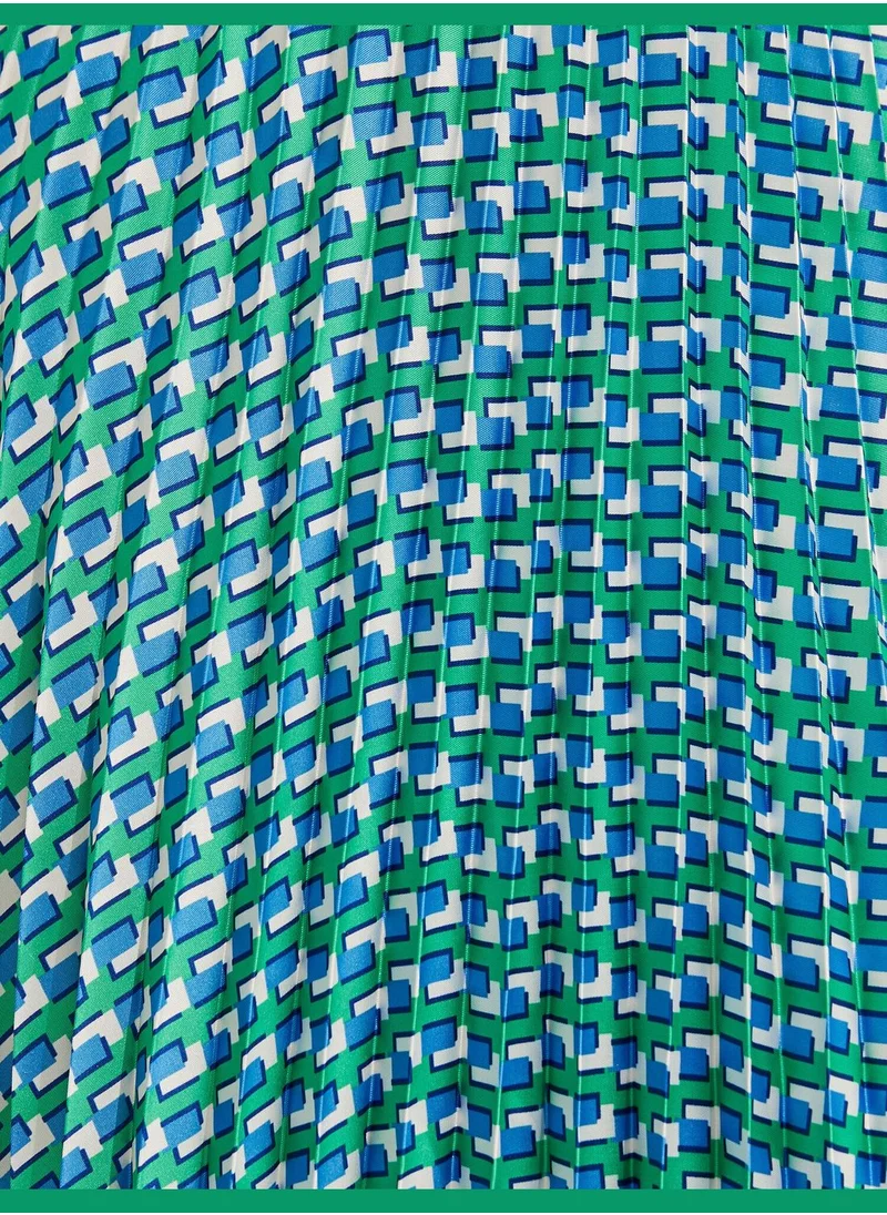 KOTON Melis Ağazat X Koton - Patterned Pleated Midi Skirt