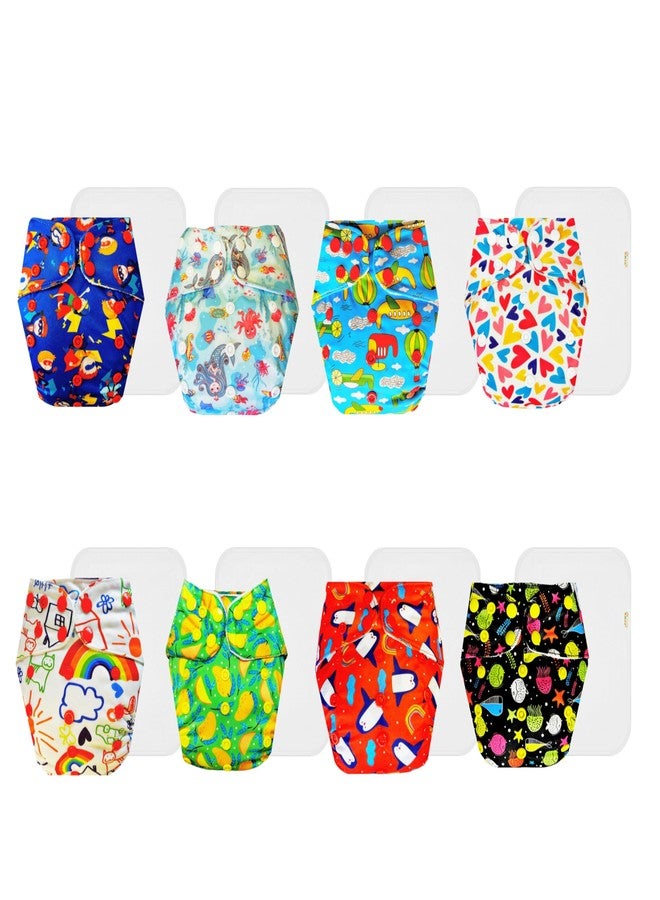 Dumbledo Premium Cloth Diaper with Cotton Insert (Pack of 8) | Dry Feel and Comfortable | Reusable & Washable | Easy to Clean | Trusted by Moms | 3 Months - 3 Years | Unisex Baby - Image 1