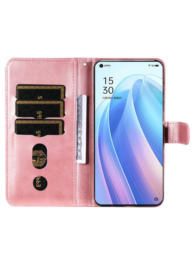اس-توب جراب لهاتف OPPO Reno7 Pro 5G، الصين والعالم، جراب جلدي بتصميم جلد العجل بسحاب أفقي قابل للطي - Image 4