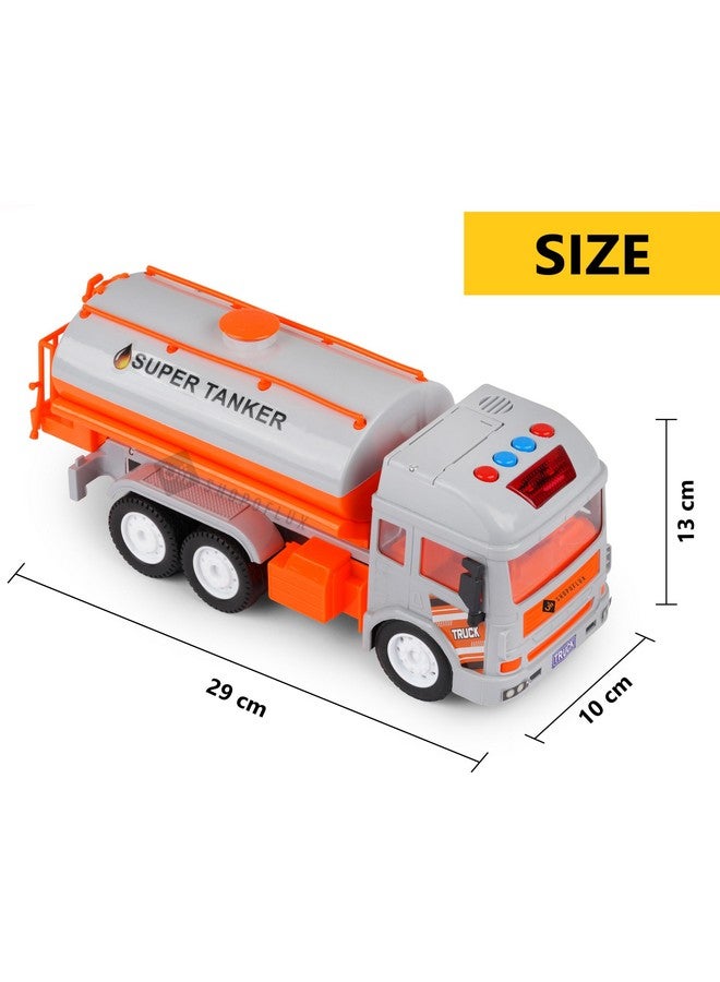 SHOPOFLUX Construction Tanker Truck Toy with Light & Sound, Friction Powered Push and Go Truck Toys for Kids, Boys and Girls Aged 3+ Year (Tanker) - Image 4