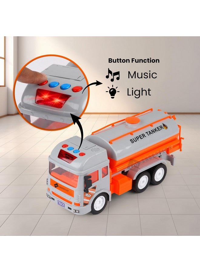 SHOPOFLUX Construction Tanker Truck Toy with Light & Sound, Friction Powered Push and Go Truck Toys for Kids, Boys and Girls Aged 3+ Year (Tanker) - Image 3
