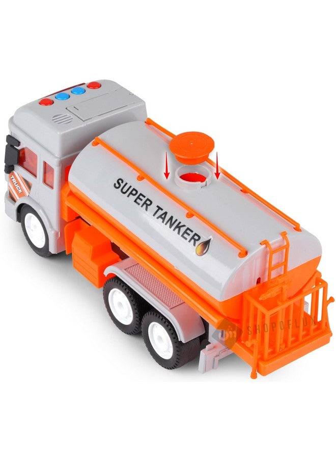 SHOPOFLUX Construction Tanker Truck Toy with Light & Sound, Friction Powered Push and Go Truck Toys for Kids, Boys and Girls Aged 3+ Year (Tanker) - Image 2