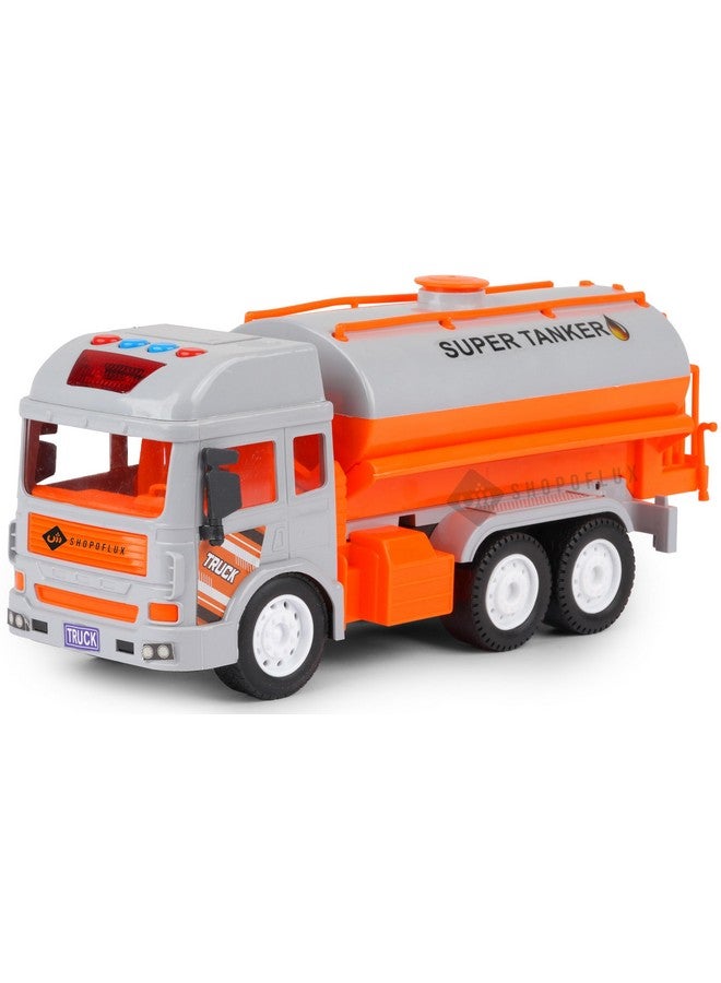 SHOPOFLUX Construction Tanker Truck Toy with Light & Sound, Friction Powered Push and Go Truck Toys for Kids, Boys and Girls Aged 3+ Year (Tanker) - Image 1