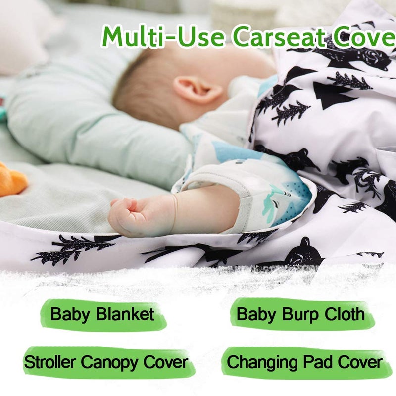 TANOFAR Carseat Covers Baby Boy & Girl, Peekaboo Opening Infant Car Seat Cover for Winter, Warm & Cozy, Bear - Image 5