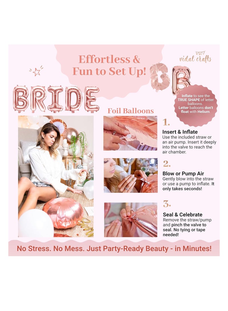 Bridal Shower Decorations Sets, Bachelorette Party Decorations Kit With Bride To Be Sash, Crown And Veil Set, Bride To Be Decorative Balloons, 10 Pcs 12'' Balloons with a Free Manual Air Pump, Bridal Wedding Veil - Image 5