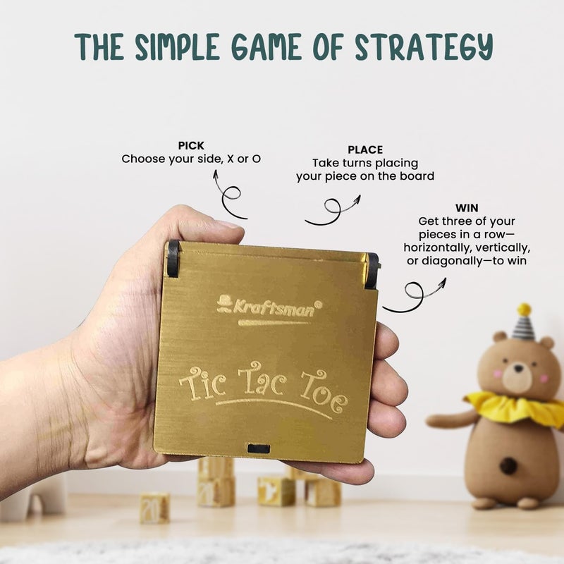 Braintastic Wooden Tic Tac Toe Portable Game-Pack of 24 for Birthday Return Gifts Party Pack, Travel Board Game, Return Favors for All Age Group Kids & Adults - Image 3