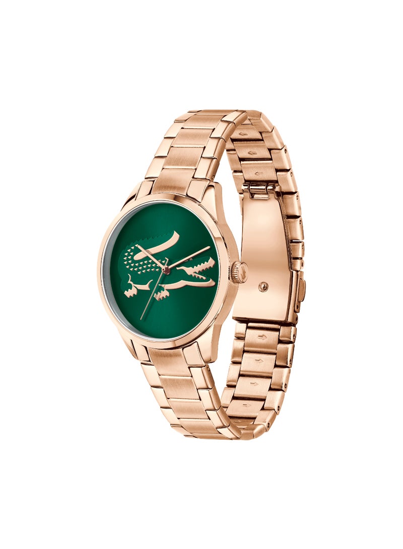 LACOSTE ساعة لاكوست ثلاثية اليدين للنساء مع سوار من الفولاذ المقاوم للصدأ بلون الذهب الوردي - 2001444 - Image 2