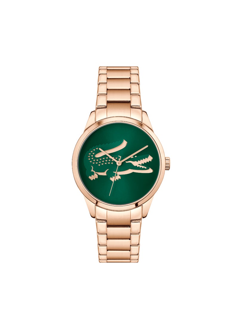 LACOSTE ساعة لاكوست ثلاثية اليدين للنساء مع سوار من الفولاذ المقاوم للصدأ بلون الذهب الوردي - 2001444 - Image 3