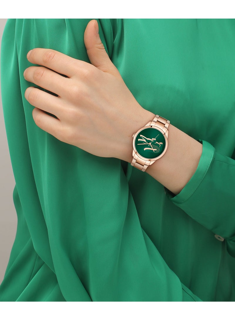 LACOSTE ساعة لاكوست ثلاثية اليدين للنساء مع سوار من الفولاذ المقاوم للصدأ بلون الذهب الوردي - 2001444 - Image 5