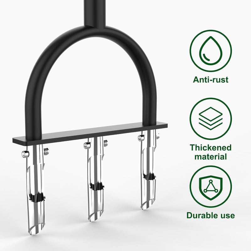 Qsxou Lawn Aerator Coring Tool, Aerator Lawn Tool with 3 Hollow Tines, Manual Core Aerator for Lawn Garden Care and Loosen Compacted Soil, Lawn Aeration, Garden Tool - Image 4