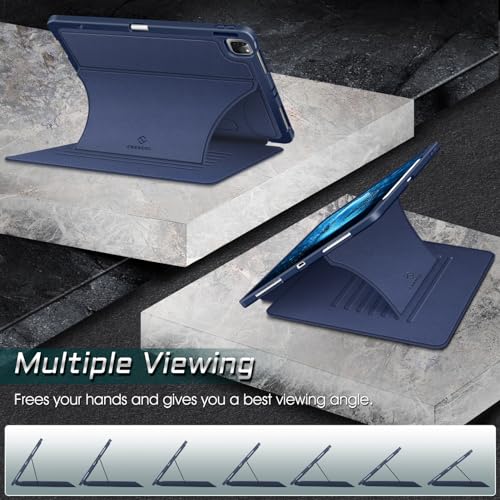 CaseBot Magnetic Case for iPad Pro 12.9-inch 6th Generation 2022, Multiple Angle Shockproof Rugged Stand Case, Soft TPU Back Cover w/Pencil Holder, Also Fit iPad Pro 12.9" 5th/4th/3rd Gen, Navy - Image 4