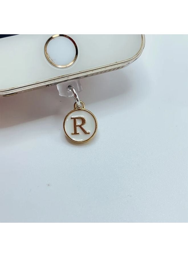 White Letter R Dust Plug For iPhone Type C Alloy Port Protector - Image 1