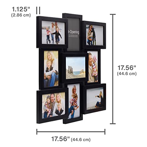 Melannco 18 x 18 Inch 9 Opening Photo Collage Frame, Displays Four 4x6 and Five 6x4 Inch Photos, Black - Image 3