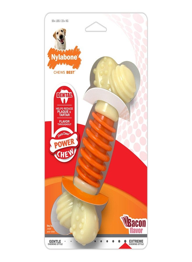 Nylabone PRO Action Dental Bone Power Chew Toy for Dogs, Dog Toys for Aggressive Chewers, Bacon Flavor, Large - Up to 50 lbs, 1 Count - Image 1