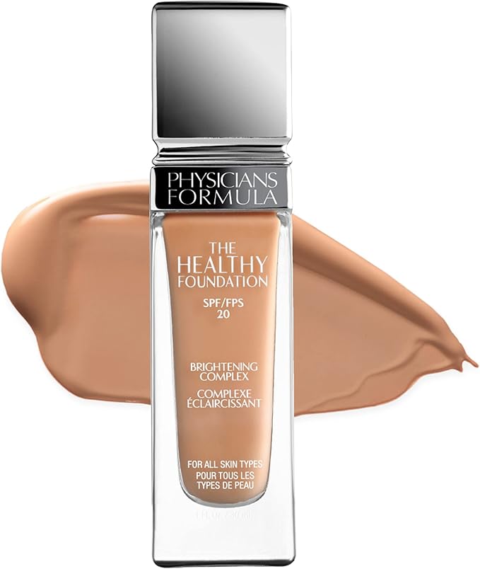 Physicians Formula The Healthy Foundation SPF 20 Longwearing Foundation with Lightweight Medium Coverage with Brightening Complex Hyaluronic Acid Vitamin A C E Antioxidant Blend MN3 - Image 1