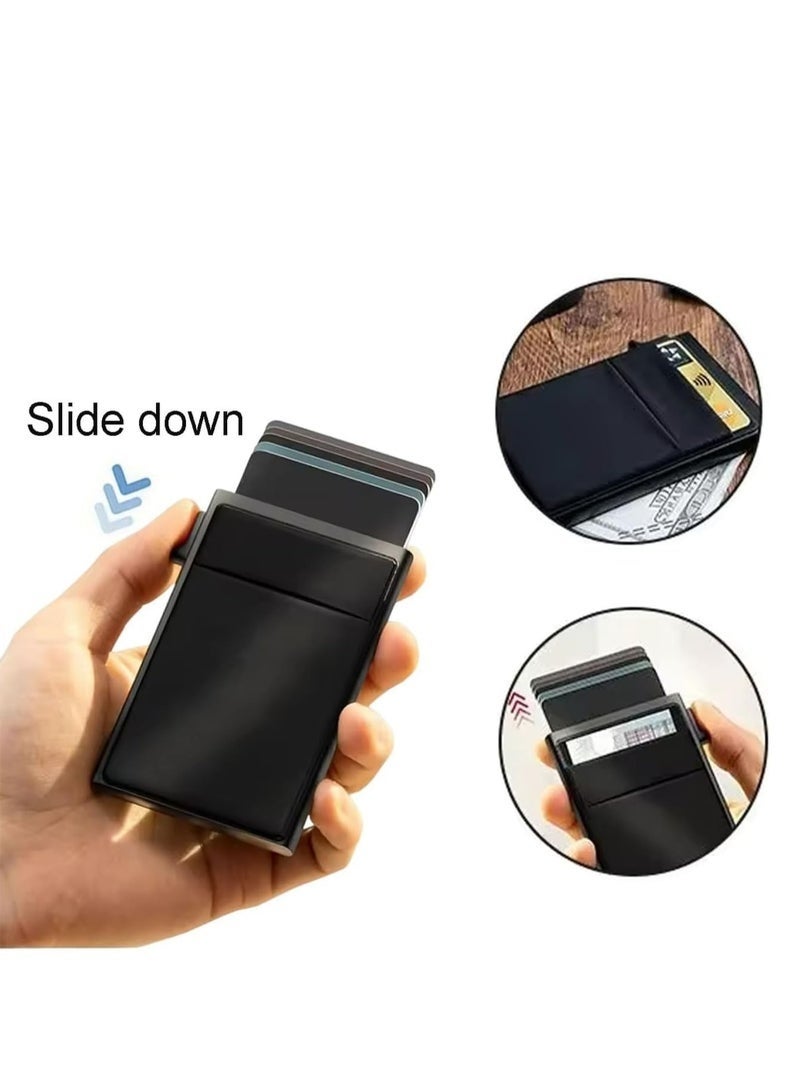 كيلا حامل بطاقات صغير للرجال مع حجرة للعملات المعدنية وحماية RFID، محفظة رفيعة، لون أسود. - Image 3