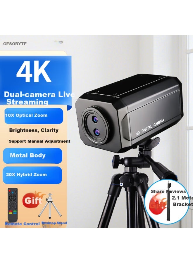 Gesobyte Jixuan C950ultra 4k Hd Dual-lens Camera, 20x Hybrid Zoom, Computer Microphone, Plug-and For Influencers, Interviews, Video Calls, Meetings, Laptops And Desktops - Image 1