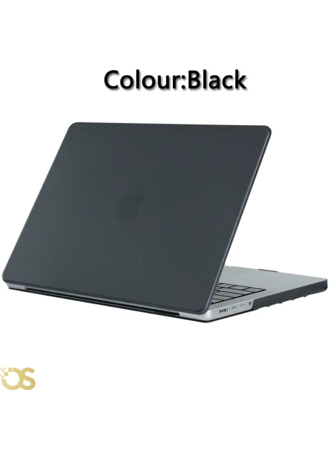 OS STORE Hard Shell Case for MacBook Air 15-inch — Scratch and impact resistant protection, slim and lightweight design with ventilation to maintain device cooling, easy to install and ideal for daily use — Compatible with MacBook Air 15 models A3241 M4 2025, A3114 M3 2024, A2941 M2 2023 (Carbon fiber textured dot-shaped pattern hard shell COVER BLACK) - Image 1