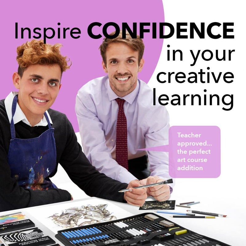 Castle Art Supplies 100 Piece Drawing & Sketching Set | Graphite, Charcoal, Pastel, Metallic Pencils + More for Professional and Adult Artists - Image 3