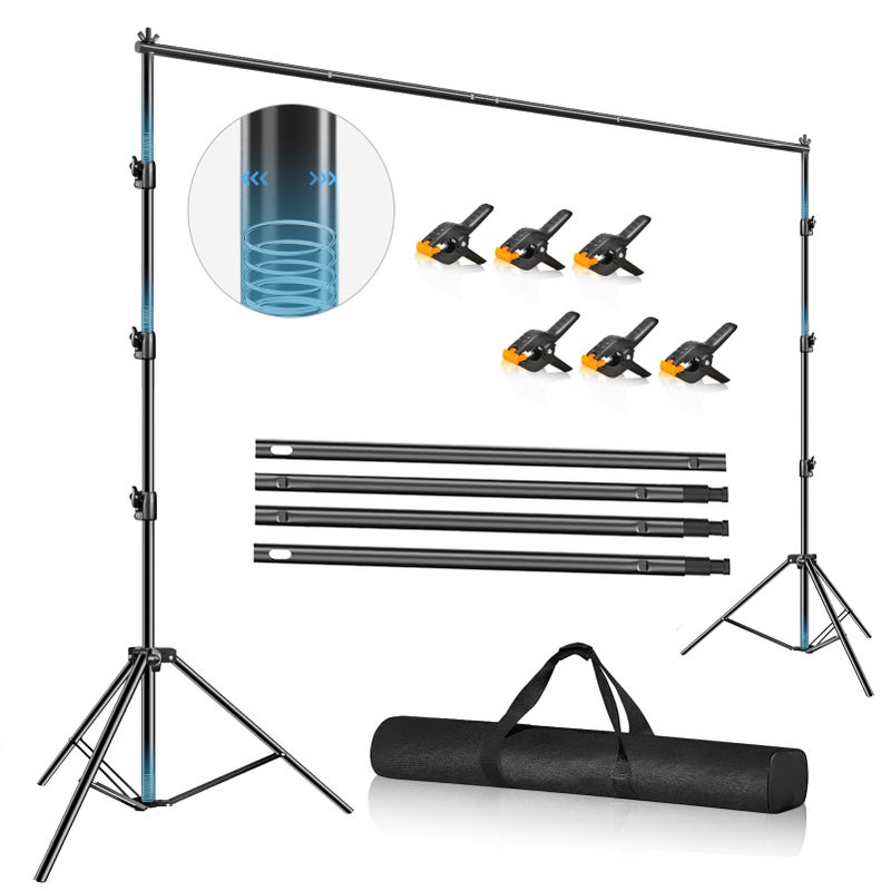 GLOSHOOTING 12 x 10ft Photo Video Studio Heavy Duty Backdrop Stand, Adjustable Photography Background Support Systemt Kit with Shock-Proof Spring, Carrying Bag, 6 Clamps - Image 1