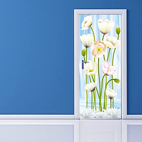 WallDaddy Wallpaper Extra Large Self Adhesive Model (SketchFLowersDoorSkin) Size (990x2130) MM for Walls, Doors, Furniture - Image 1