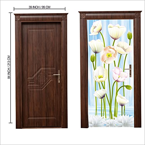 WallDaddy Wallpaper Extra Large Self Adhesive Model (SketchFLowersDoorSkin) Size (990x2130) MM for Walls, Doors, Furniture - Image 3