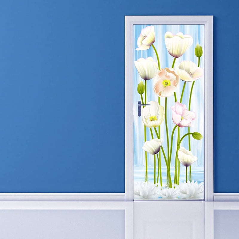 WallDaddy Wallpaper Extra Large Self Adhesive Model (SketchFLowersDoorSkin) Size (990x2130) MM for Walls, Doors, Furniture - Image 5