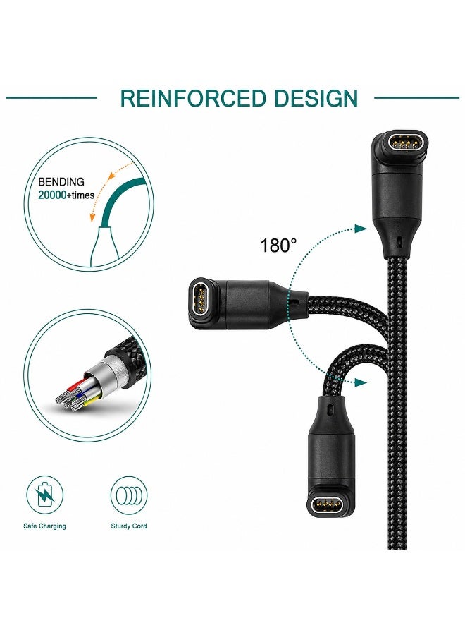 FIRST PRO Garmin Watch Charger Cable USB-A and USB-C Dual Connector Braided Magnetic Charging Cable Compatible with Garmin Forerunner, Fenix, Instinct, Venu, Vivoactive, Quatix, Tactix, D2, Approach, Enduro, Epix Gen 2, Vivomove and Vivosmart Watches, Black - Image 2