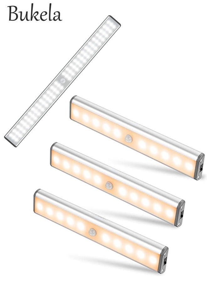 Bukela Motion Sensor Light Bar Night Light for Room, Stick-on Anywhere Wireless Battery Operated 10 LED Closet Lights Wardrobe Lighting LED Light(Warm White, 3 Pack) - Image 1