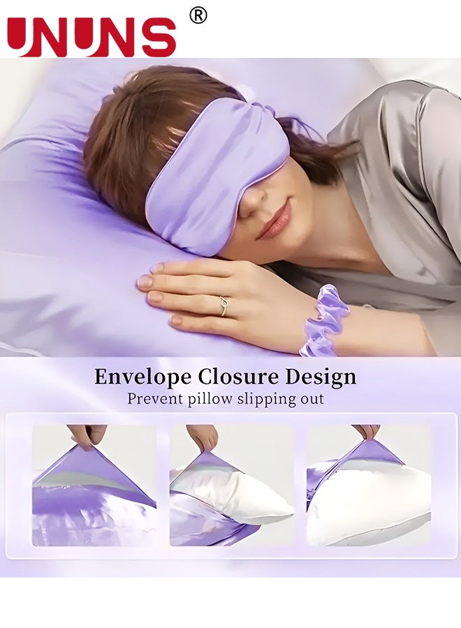 UNUNS 12Pcs Sleeping Hair Styling Tools Set,Curler And Facial Massager,1 Pillowcase,Heat-Free Curling Iron Set,Overnight Curler,1 Sleeping Soft Eye Mask,1 Storage Bag,Facial Roller Skin Care Tools for Women,Purple - Image 5