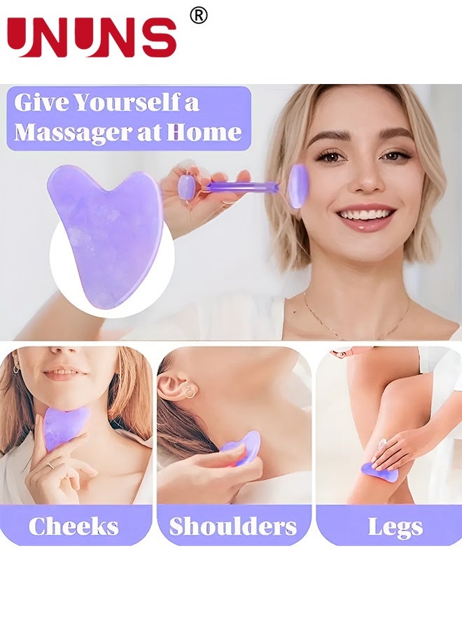 UNUNS 12Pcs Sleeping Hair Styling Tools Set,Curler And Facial Massager,1 Pillowcase,Heat-Free Curling Iron Set,Overnight Curler,1 Sleeping Soft Eye Mask,1 Storage Bag,Facial Roller Skin Care Tools for Women,Purple - Image 2