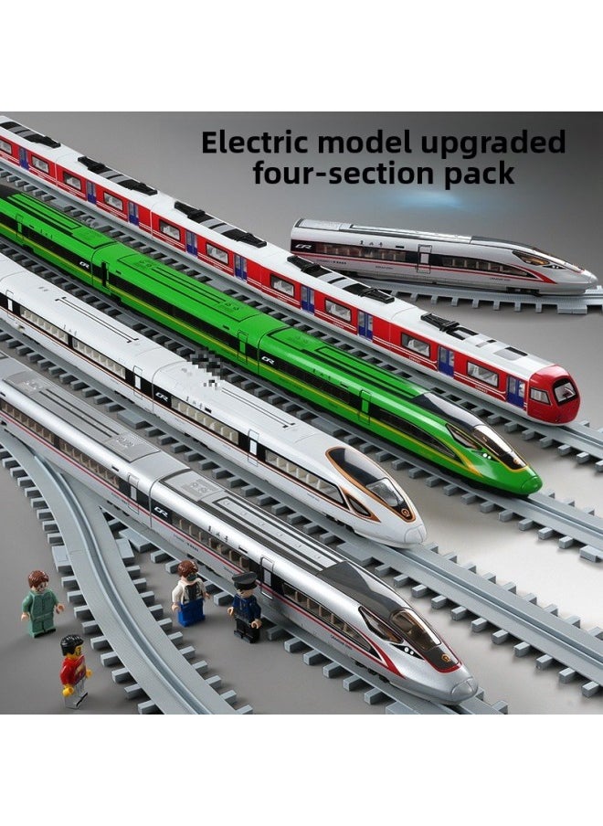 Generic No. High-speed Rail Toy Train Motor Car Model Children's Revival Harmony No. Boy Electric Track Alloy Remote Control-Color:High-speed Rail Fuxing Silver [four Sections] + Elliptical Track + Track Accessories  - Image 2