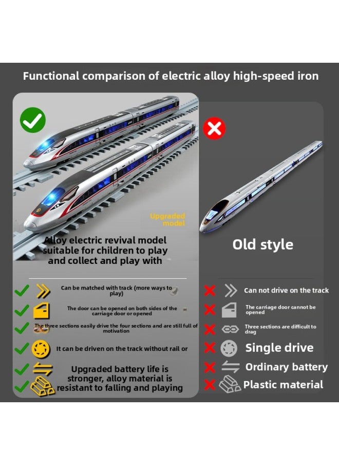 Generic No. High-speed Rail Toy Train Motor Car Model Children's Revival Harmony No. Boy Electric Track Alloy Remote Control-Color:High-speed Rail Fuxing Silver [four Sections] + Elliptical Track + Track Accessories  - Image 5