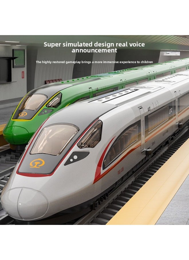 Generic No. High-speed Rail Toy Train Motor Car Model Children's Revival Harmony No. Boy Electric Track Alloy Remote Control-Color:High-speed Rail Fuxing Silver [four Sections] + Elliptical Track + Track Accessories  - Image 3