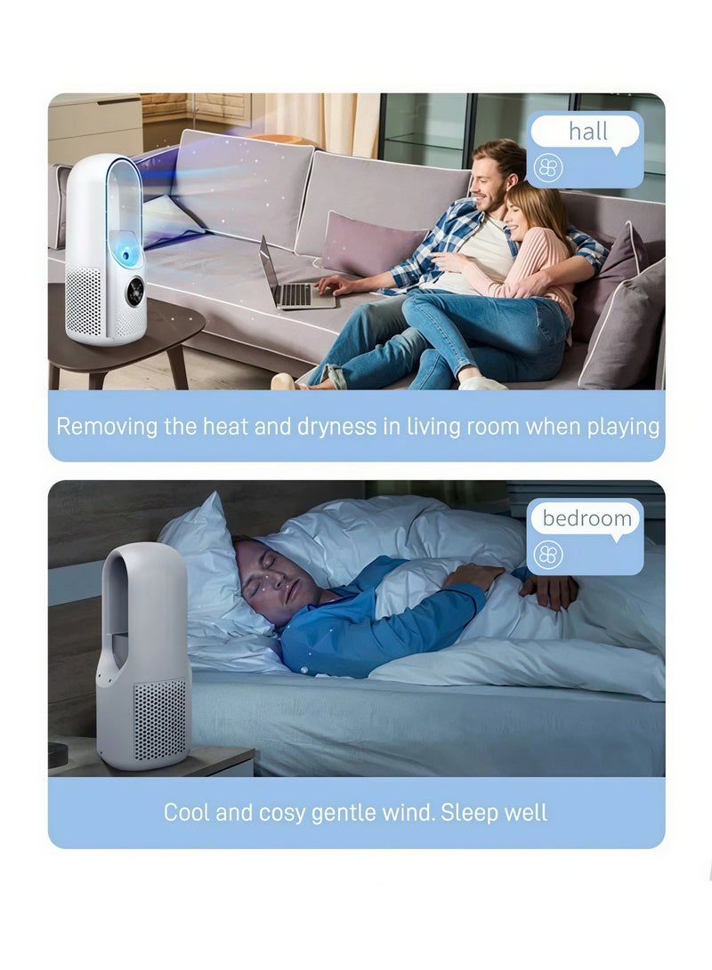 مكيف هواء محمول صغير مبرد هواء يو اس بي مروحة كهربائية بدون ريش 6 سرعات صامتة مؤقتة مروحة تبريد مكيف هواء - Image 5